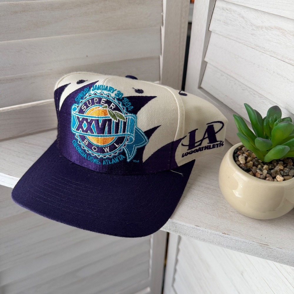 Vintage 1994 Super Bowl XXVIII Snapback Hat Logo Athletic Shark Tooth NFL Purple